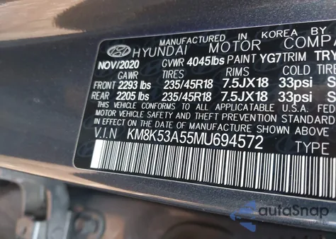 2021 Hyundai Kona Ultimate from USA, damaged, VIN KM8K53A55MU694572